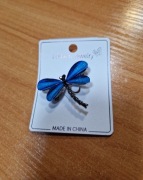 Broszka ważka chaber brokat