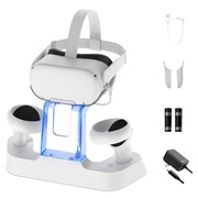 NexiGo  stacja ładująca LED do gogli kontrolerów Oculus QUEST VR, biała