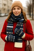 Zestaw GAP – szalik + rękawiczki w stylu norweskim