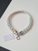 Bransoletka srebro rodowane, opale etiopskie, cyrkony