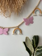 Girlanda motyle tęcza makrama koraliki motylki boho serce korale drewniane