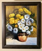 Obraz olejny Bukiet z margaretkami  w ramie