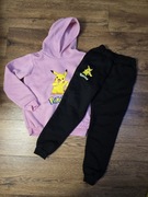 Ocieplany komplet zestaw dla dziewczynki Pikachu pokemon bluza spodnie 140