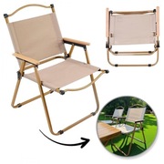 Składane krzesło ogrodowe turystyczne kempingowe kremowe do 130kg