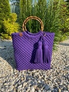 Torebka koszyczek ze sznurka, pleciona ręcznie