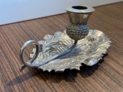 Śliczny stary świecznik kaganek posrebrzany 