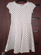 F&F ŚLICZNA SUKIENKA ECRU W GROSZKI 9-10 LAT 140