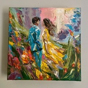 Zakochana para spacer po łące  – 30 na 30 cm