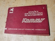 Książka gwarancyjna motoroweru Komar .Rachunek zakupu 1970 rok. Nr silnika 