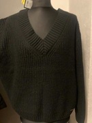 OCHNIK klasyczny sweter tunika oversize dekolt V-neck czarny