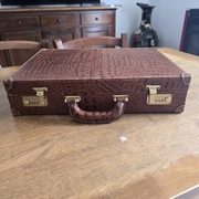 Walizka vintage skóra krokodyla Antyk 