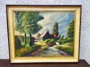 Obraz olejny na desce 53x43cm pejzaż