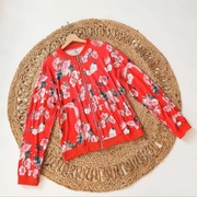 Bluza bomberka floral 48 4xl czerwona kwiaty kwiatki ściągacze plus size c