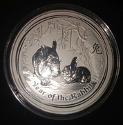 SREBRNA MONETA 1 KG 999 - ROK KRÓLIKA - 30 $ AUSTRALIA 2011 - LUNAR II
