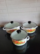 Garnki emaliowane 3 sztuki