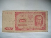 POLSKA BANKNOT PRL 100 zł 1948 rok seria EM