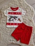 Komplet czerwony Tom&Jerry lato bluzka + spodenki r. 86
