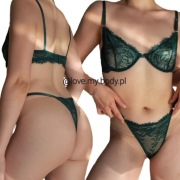 Seksowny dwuczęściowy komplet bielizny "Emerald": biustonosz i stringi