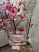 Masywny szeroki wazon z grubego szkła