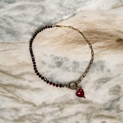 Naszyjnik serduszko w kolorze czerwonym ręcznie robiony