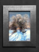 "Droga zimą" Kazimierz Bać obraz olej 18x25