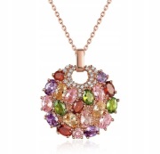 Naszyjnik różowe zloto wielokrysztalowy  stal szlachetna