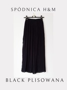 H&M**Czarna Spódnica Plisowana z rozcięciem**XS/34