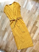 Żółta sukienka kopertowa midi Bershka r. S