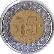 MEKSYK, 5 peso 1993, KM# 552, XF