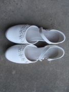 BUTY KOMUNIJNE BALERINKI PEREŁKI OBCAS BIAŁE 38 