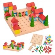 Klocki drewniane - Edukacyjny zestaw konstrukcyjny Town - 45 elementów