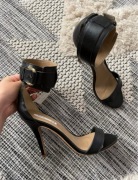 Nowe z metka szpilki sandały Mango skórzane 38 czarne bransoletka na kostkę