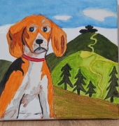 Beagle obraz ręcznie malowany na  płótnie 