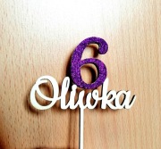 Topper sklejka dowolne imię brokat