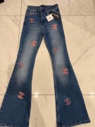 Spodnie jeans Chanel dzwony nowe XS