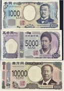 Japonia zestaw 1000 5000 10000 jenów UNC p.107, p.108, p.109 2024