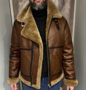 Hollert Pilotka B-3 Skóra naturalna i owcza wełna M kożuch Nowy!