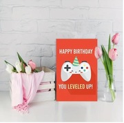 Zabawna karta urodzinowa dla graczy Motyw gier wideo + koperta Dla każdego!