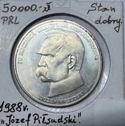 PRL. 50.000 złotych 1988, Józef Piłsudzki – SREBRO
