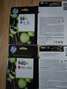 Zestaw oryginalny tusz HP 88XL C9391A cyjan x2, HP 940XL C4908AE magenta x2