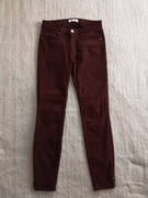 Wiśniowe bawełniane spodnie z suwakami Zara 34 jak nowe