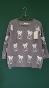 Mei collection szary sweter w misie L/XL