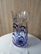 Wazon kryształowy w kolorze kobaltowym PRL 