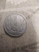 Moneta 1 złoty polski z 1976 roku bez znaku mennicy.