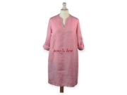 Luxzuz Sukienka 100% Len Pudrowy Róż S 36 Tunika Lniana Kieszenie BDB