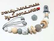 Zawieszka do smoczka, uchwyt do smoczka, klips do smoczka, kolor jasnoszary