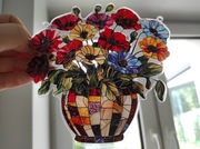 NOWY witraż witrażyk dekoracja okienna bukiet polnych kwiatów 