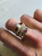 Złoty pierscionek rubin złoto