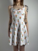 Biała sukienka w ananasy, letnia, bawełniana rozm. XS Dorothy Perkins