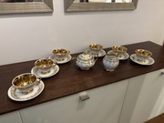 Zestaw kawowy ceramika Bogucice porcelana kolekcjonerska PRL złoty 6os. 